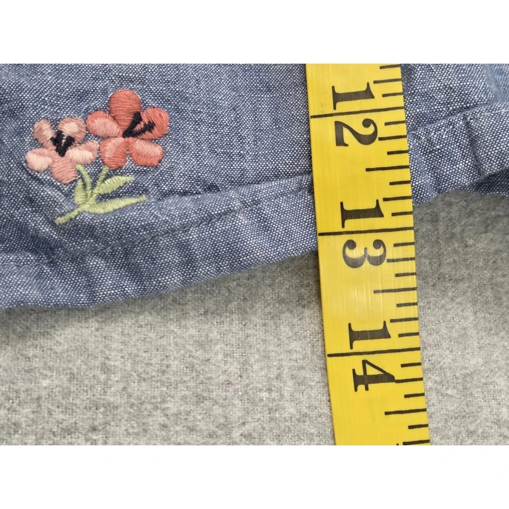 Gymboree 4T Embroidered Flower Denim Chambray Shirt Milk Maid Festival Fairy Y2K